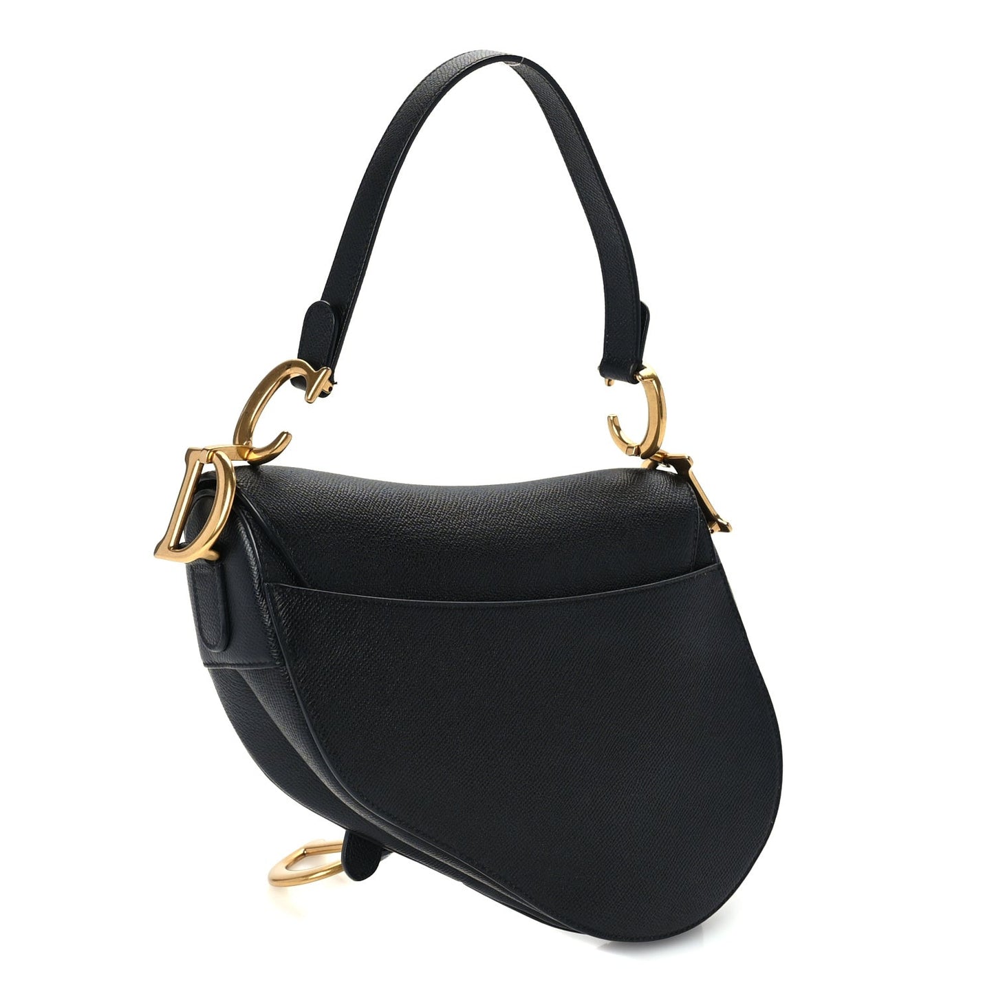 Grained Calfskin Saddle Bag  Black