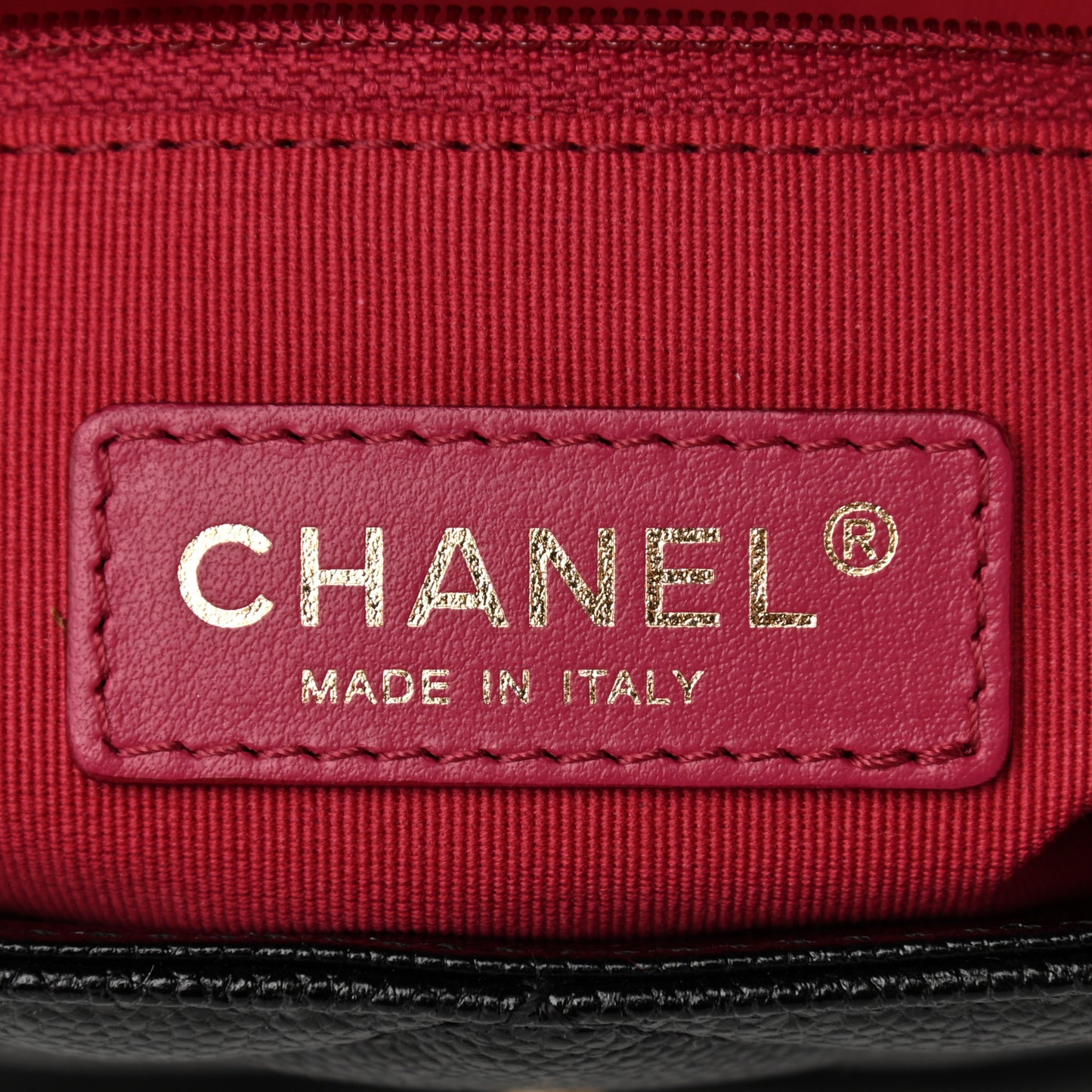 Shiny Caviar Quilted Large Chain Melody Flap Black