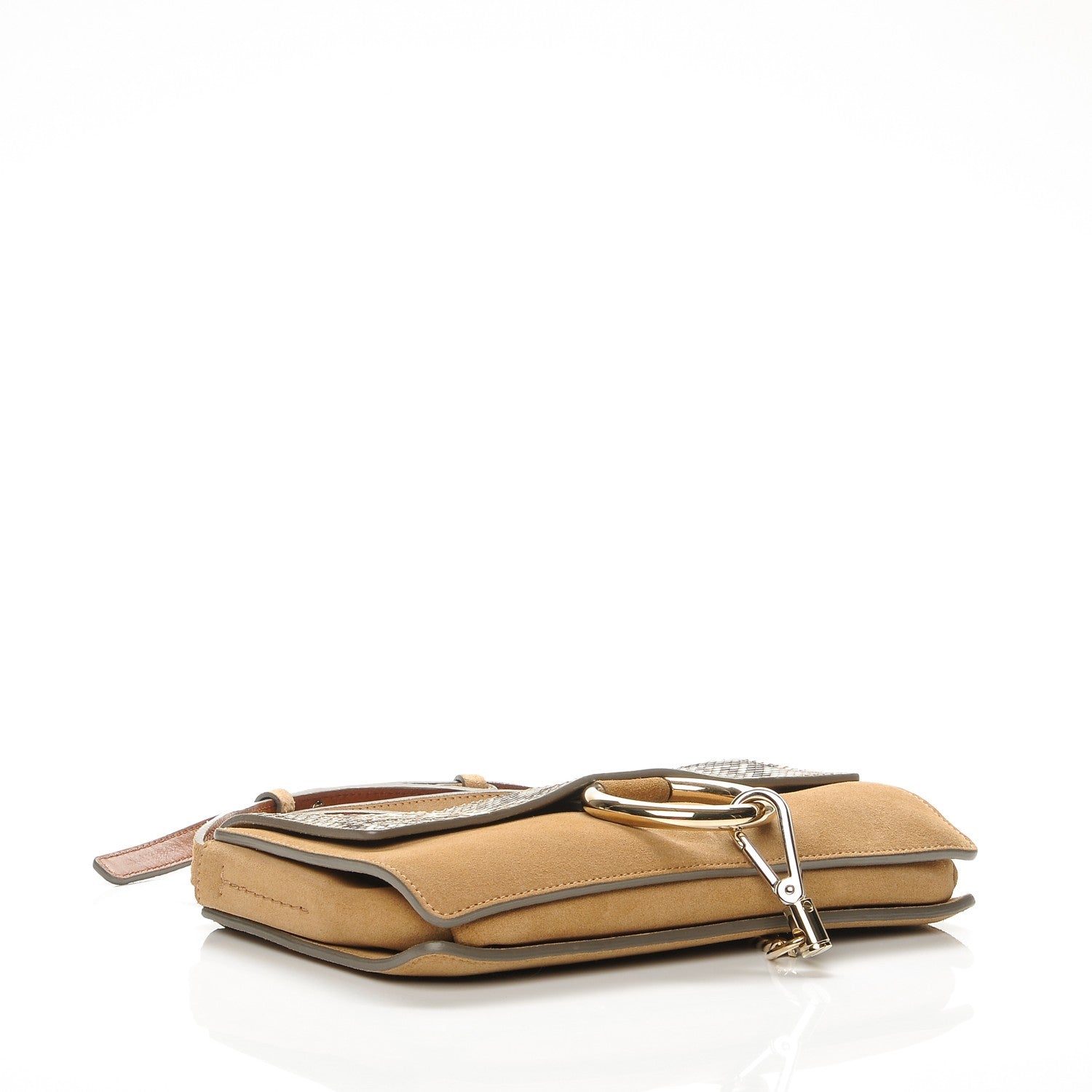 Chloe Suede Python Calfskin Small Faye Shoulder Bag Desert Beige 4 of 7