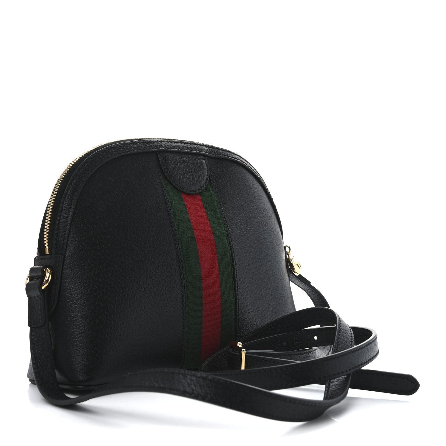 Gucci Calfskin GG Web Small Ophidia Dome Shoulder Bag Black 3 of 7