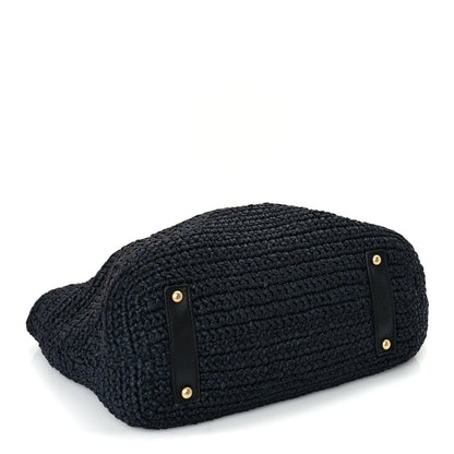Chanel Straw Raffia Tote Black 3 of 9