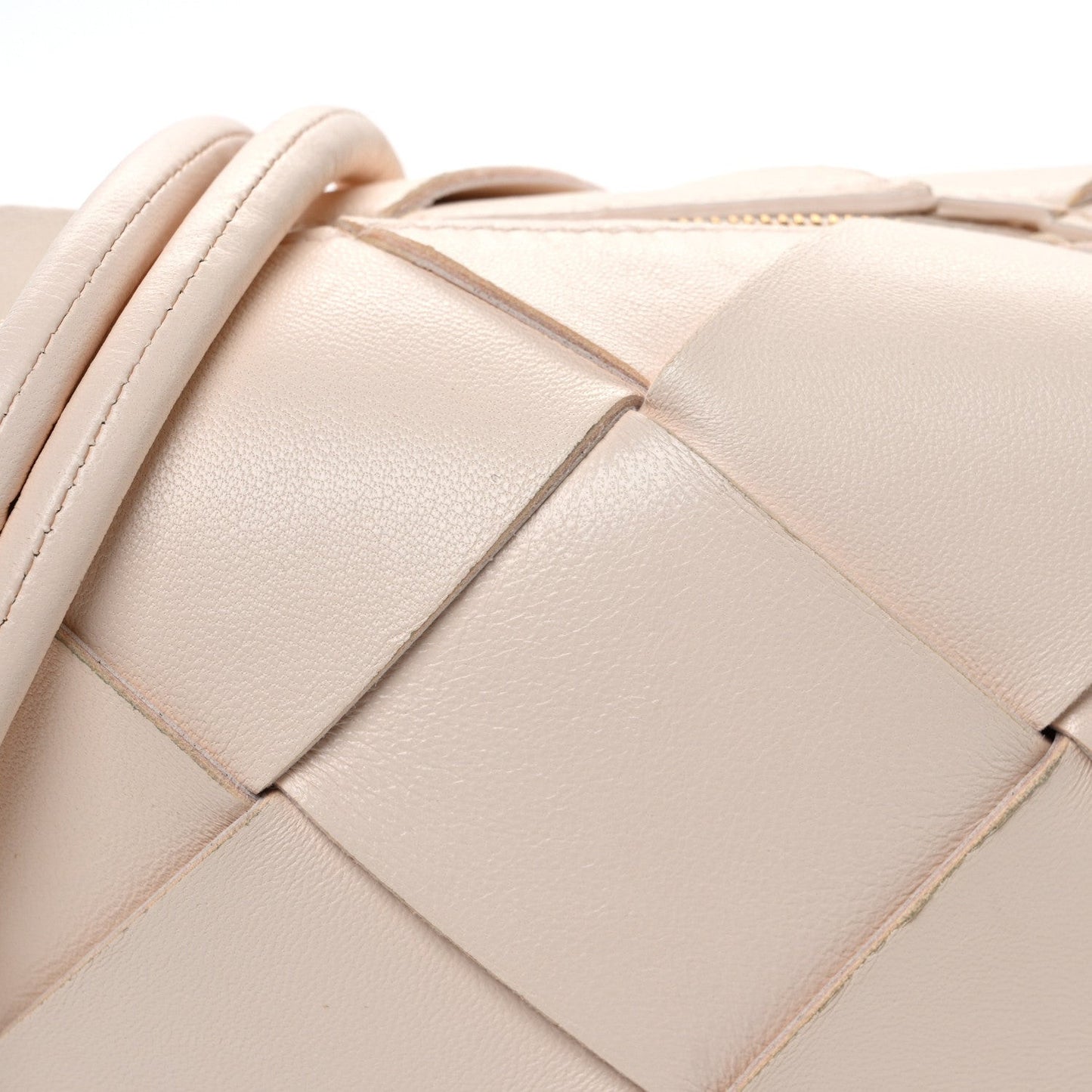 Lambskin Maxi Intrecciato Mini Cassette Camera Bag Macaroon