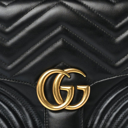 Gucci Calfskin Matelasse Small GG Marmont Top Handle Shoulder Bag Black 6 of 8