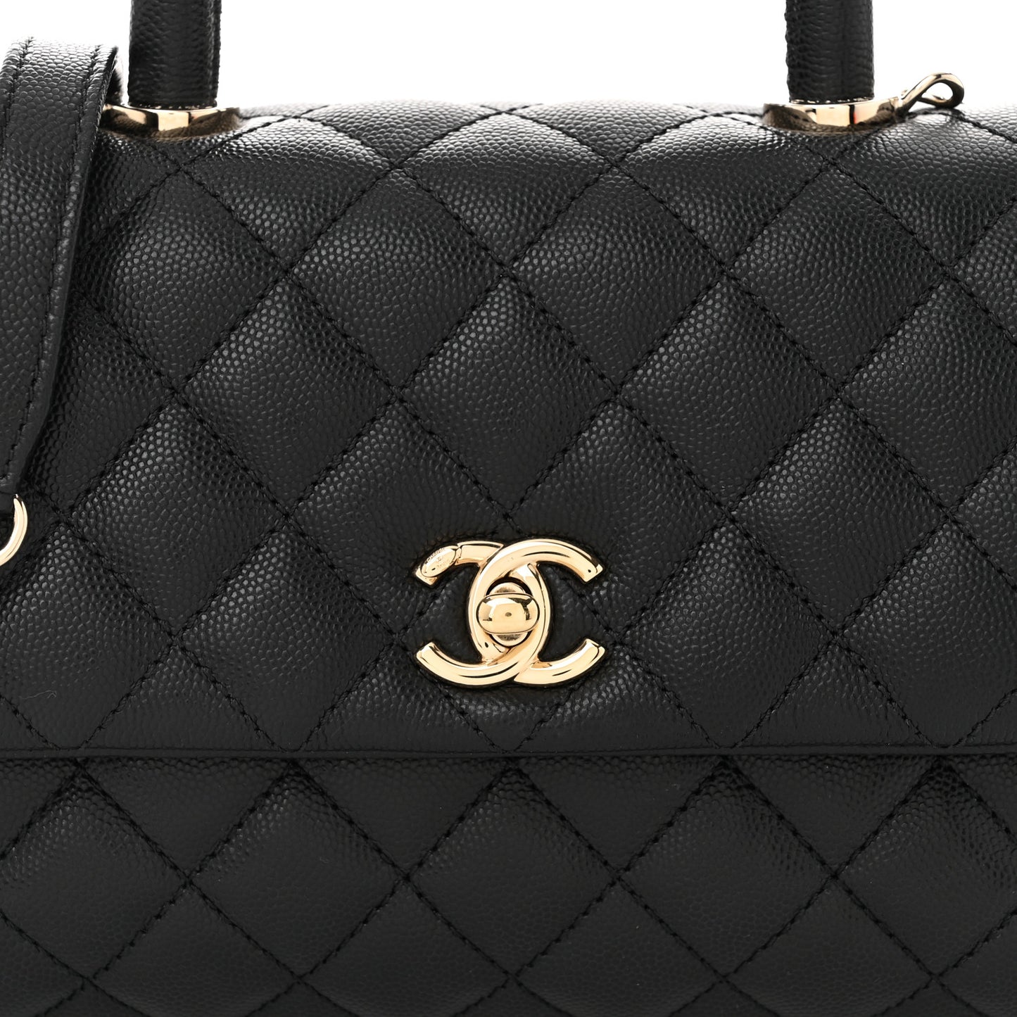 Caviar Quilted Mini Coco Handle Flap Black