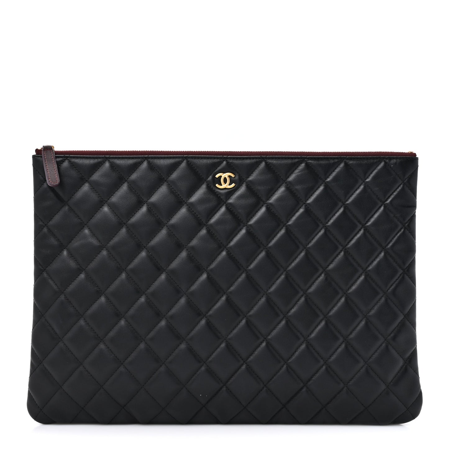 Lambskin Quilted Large Cosmetic Case Black