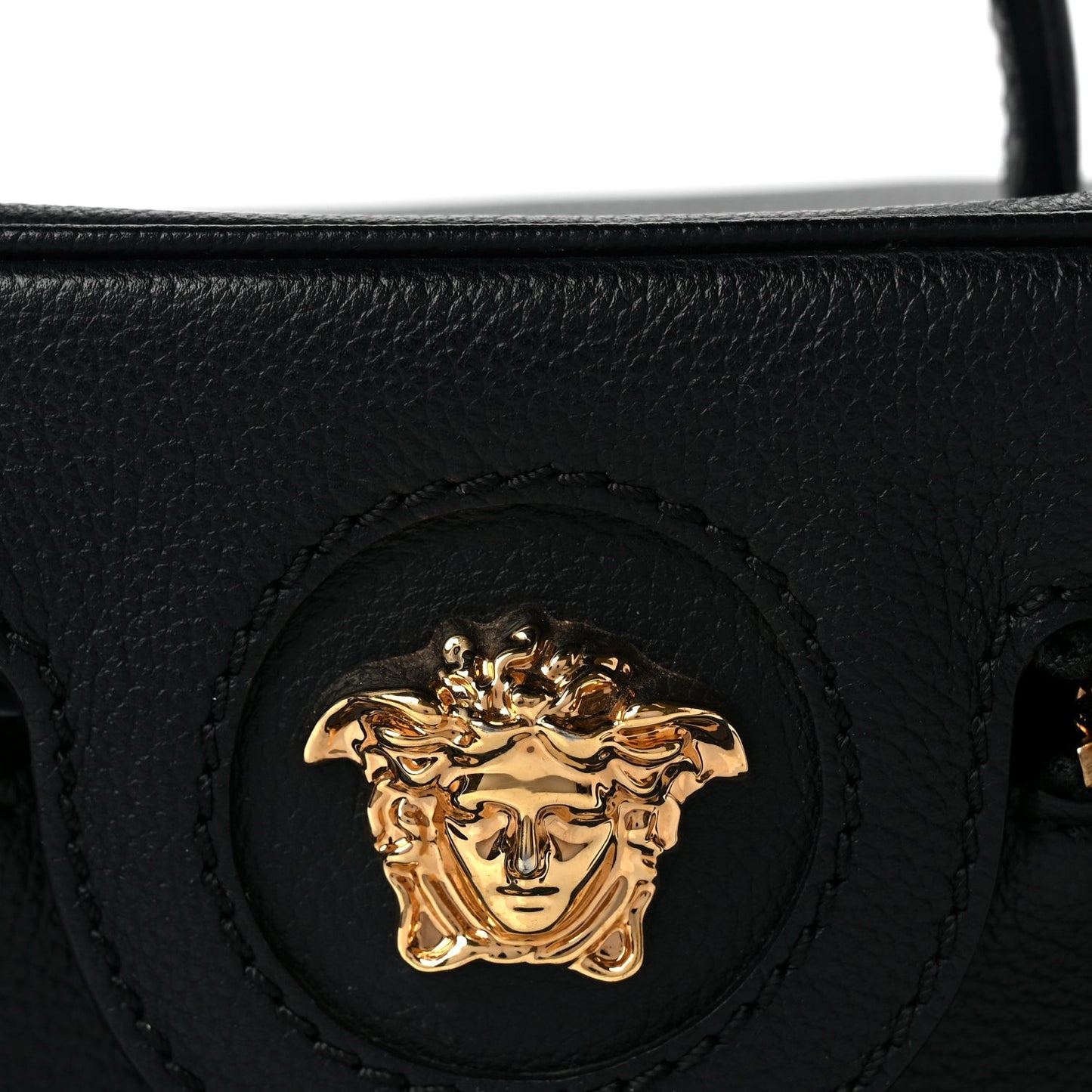 Grained Calfskin La Medusa Mini Shoulder Bag Black