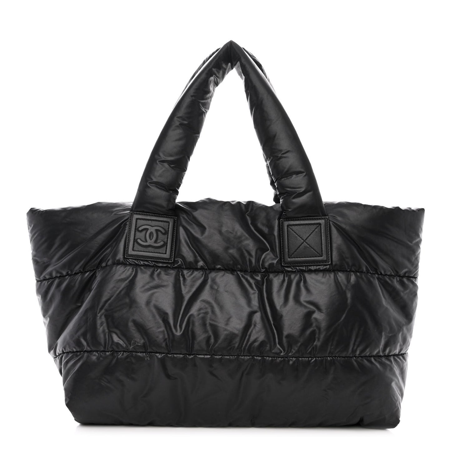Nylon Quilted Medium Coco Cocoon Reversible Tote Black
