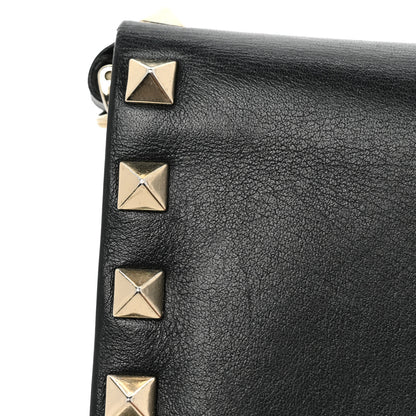 Valentino Garavani Vitello Rockstud Flap Wallet on Chain Black 24 of 27