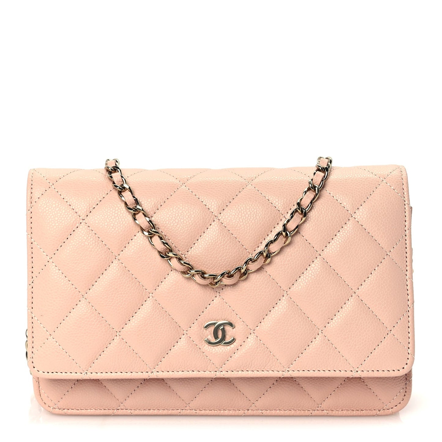 Caviar Quilted Wallet on Chain WOC  Light Pink