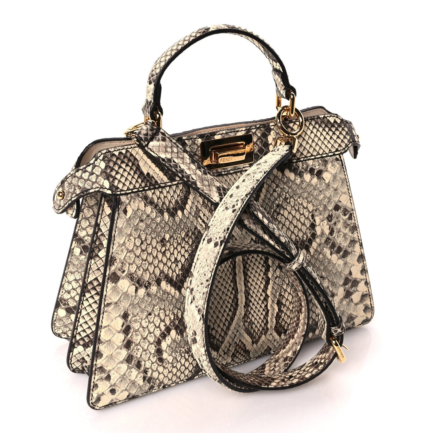 Snakeskin Shiny Nappa Small Peekaboo I SEE U Beige