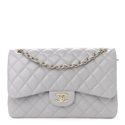 Chanel Caviar Quilted Jumbo Double Flap Light Grey 1 of 12
