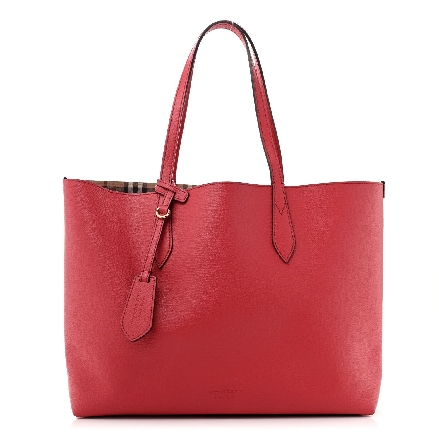 Burberry Haymarket Check Medium Reversible Tote Poppy Red 1 of 7