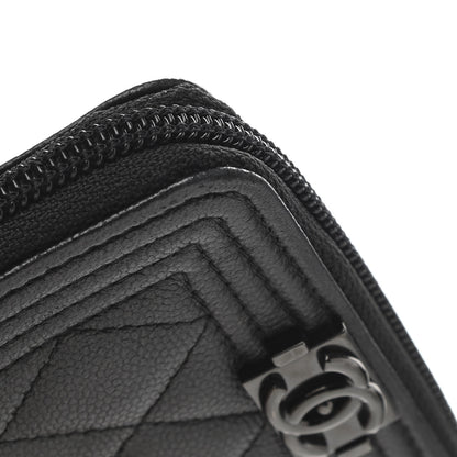 Chanel Caviar Quilted Boy Zip Around Coin Purse Wallet So Black 8 of 11