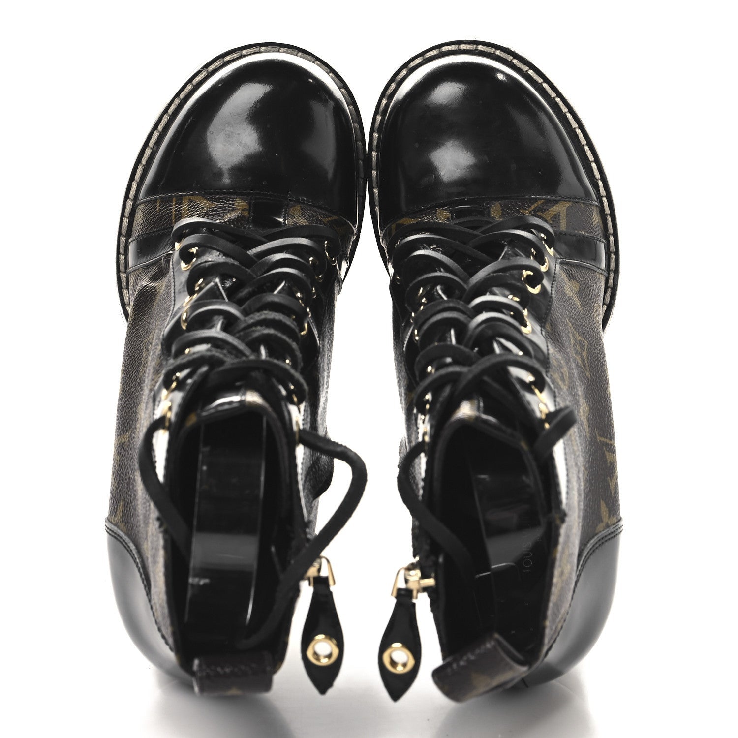 Louis Vuitton Patent Calfskin Monogram Star Trail Ankle Boots Black 2 of 7