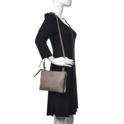 Prada Vitello Phenix Double Zip Crossbody Bag Argilla 2 of 12