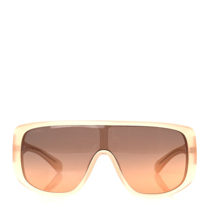 Chanel Transparent Acetate Shield Sunglasses 5495  Peach 2 of 7