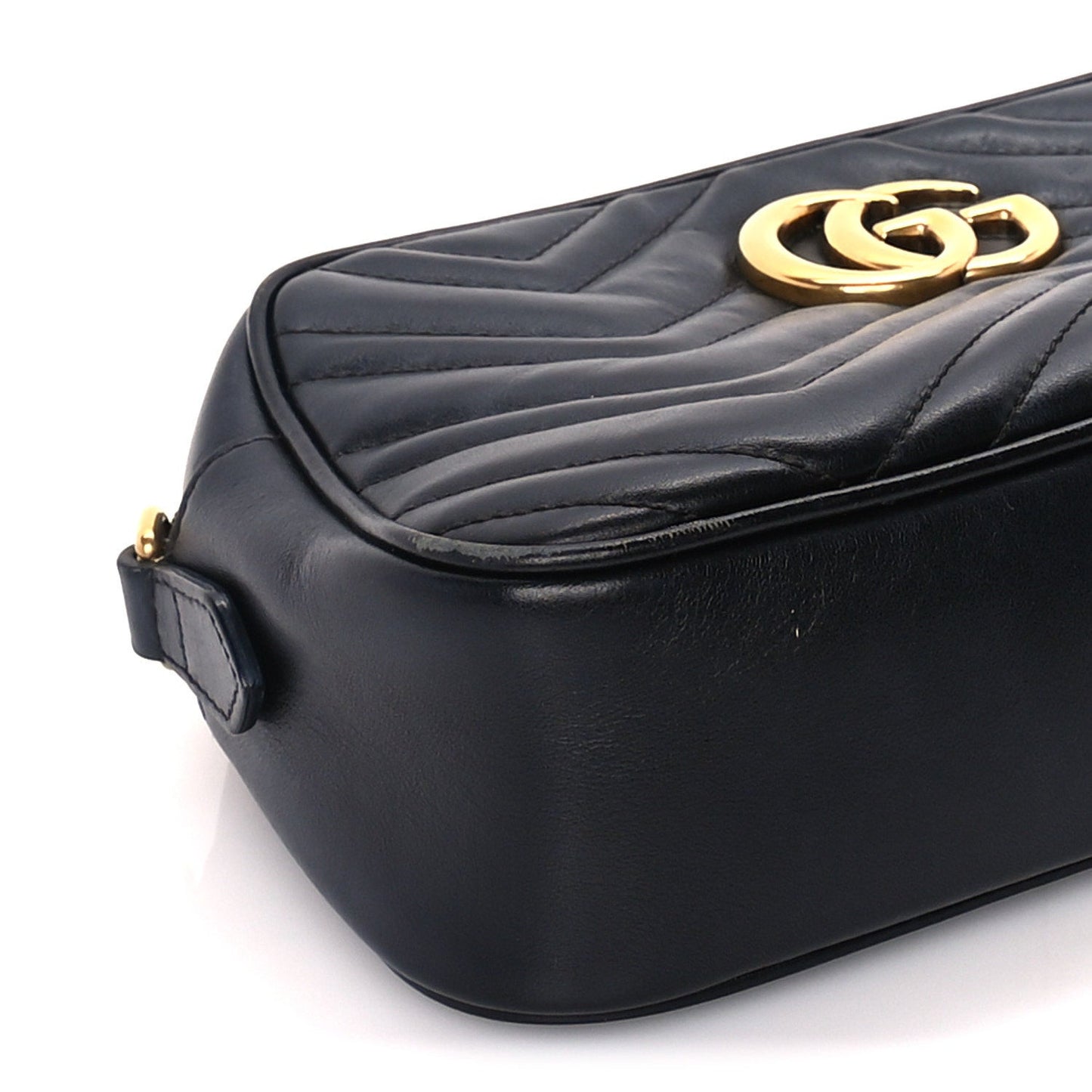 Calfskin Matelasse Small GG Marmont Chain Shoulder Bag  Black