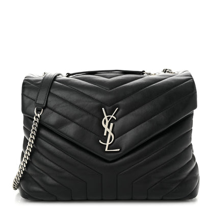 Saint Laurent Calfskin Y Quilted Monogram Medium Loulou Chain Satchel Black 1 of 7