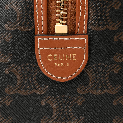 Celine Triomphe Canvas Calfskin Small Boston Bag Tan 6 of 10