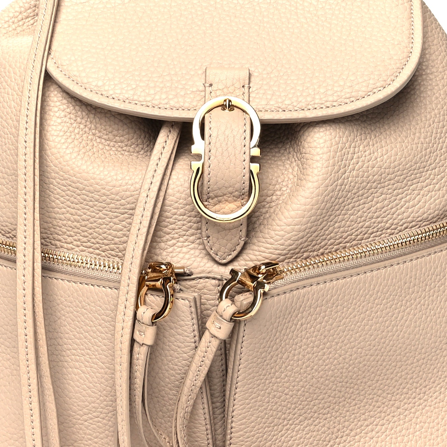 Salvatore Ferragamo Grained Calfskin Backpack Macadamia 7 of 9