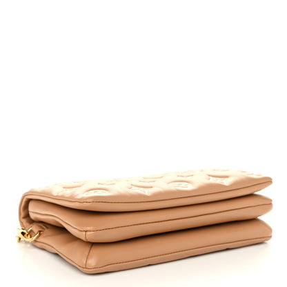 Louis Vuitton Lambskin Embossed Monogram Pochette Coussin Camel 4 of 10