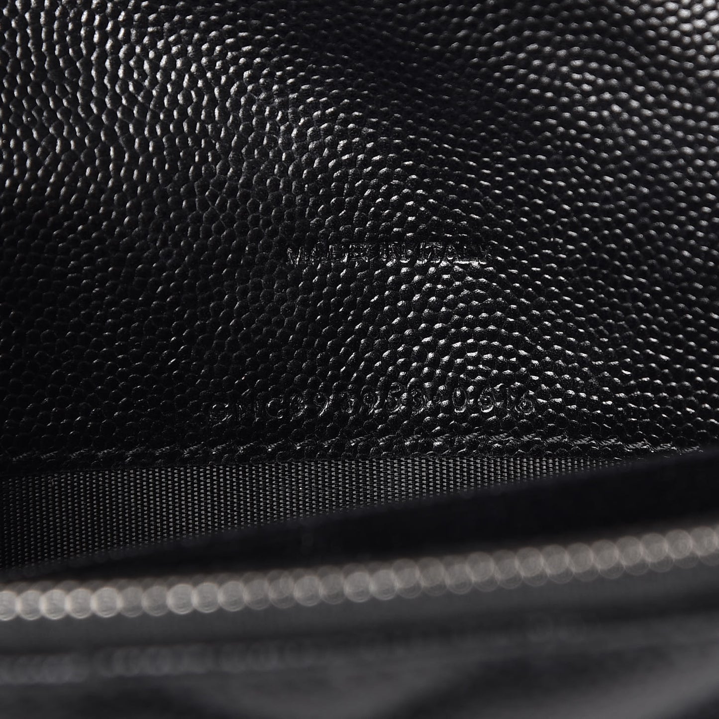 Grain De Poudre Matelasse Chevron Monogram Envelope Chain Wallet Black