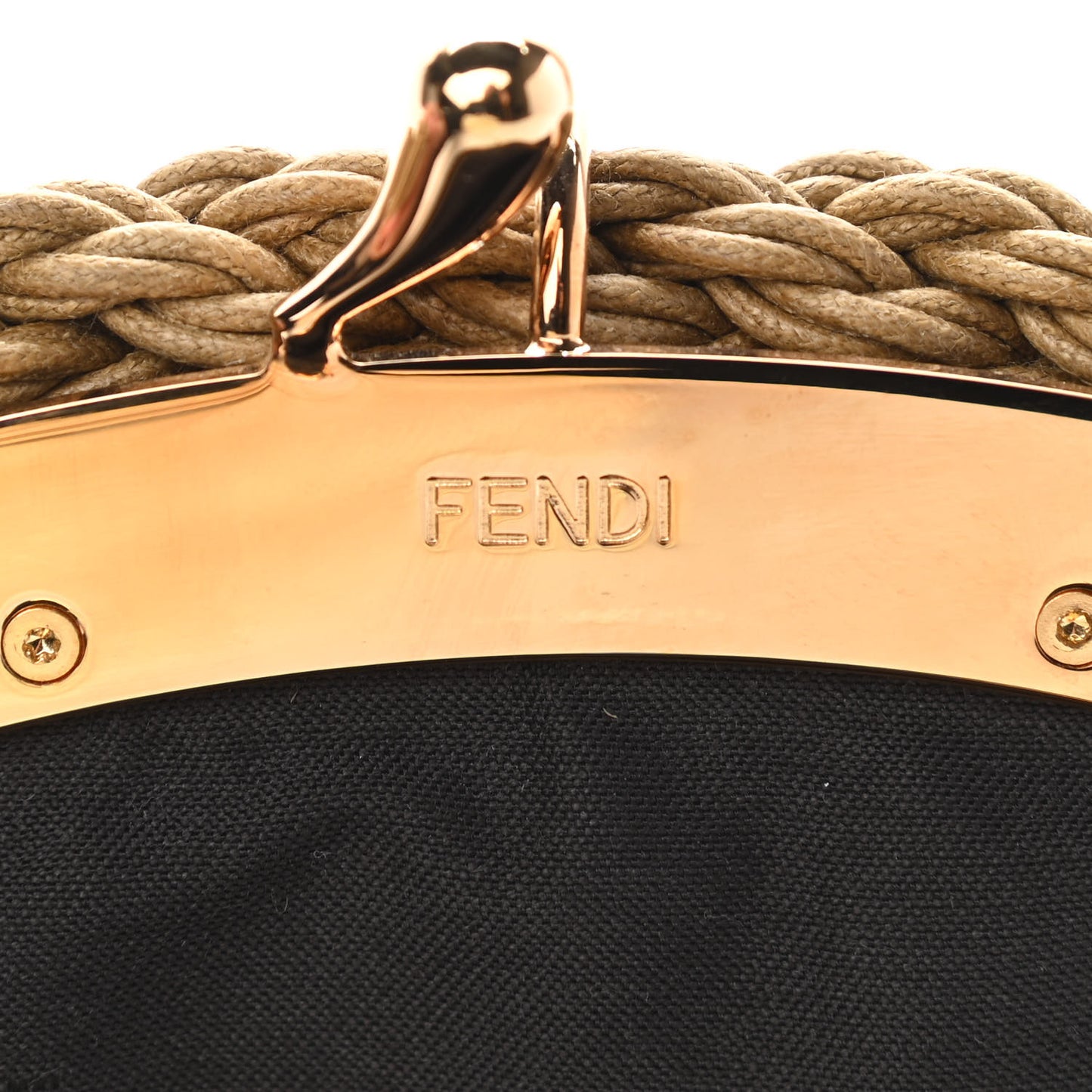 Fabric Jacquard FF Braided Shell Clutch Tobacco