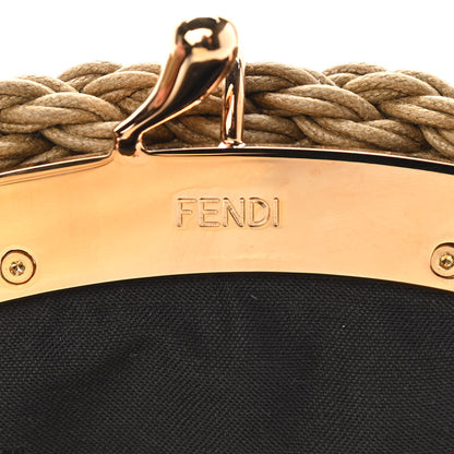 Fendi Fabric Jacquard FF Braided Shell Clutch Tobacco 11 of 18
