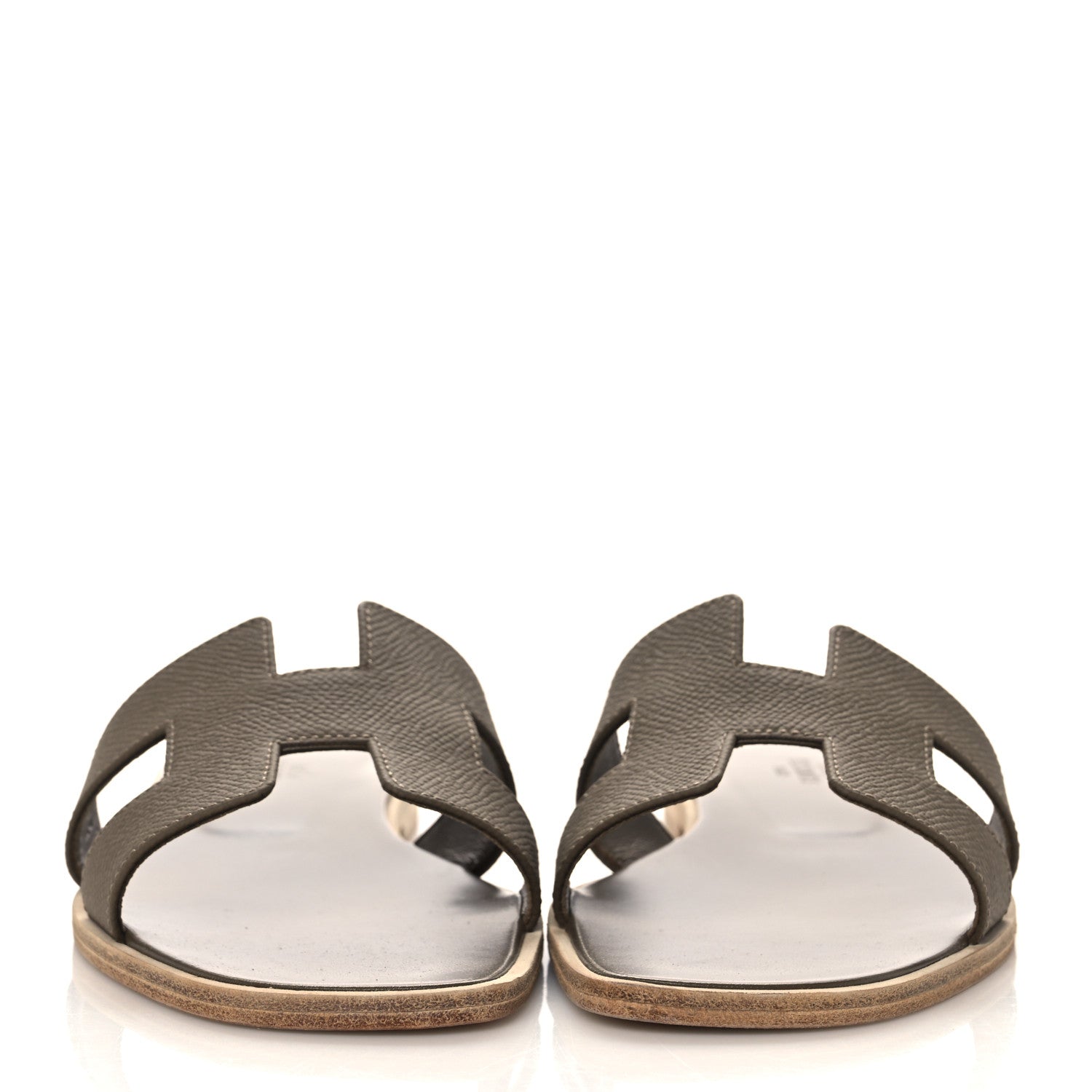 Hermes Epsom Oran Sandals 37.5 Etoupe 2 of 9