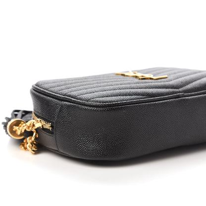 Saint Laurent Grain De Poudre Matelasse Monogram Mini Lou Camera Bag Black 6 of 9