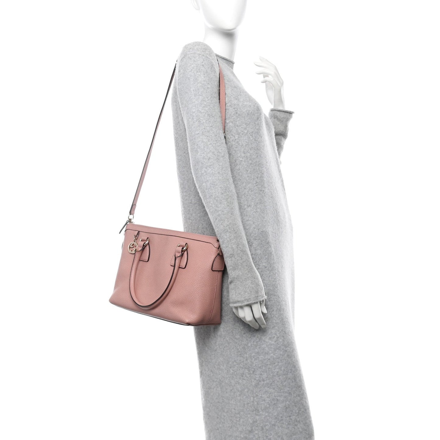 Dollar Calfskin GG Charm Satchel Soft Pink
