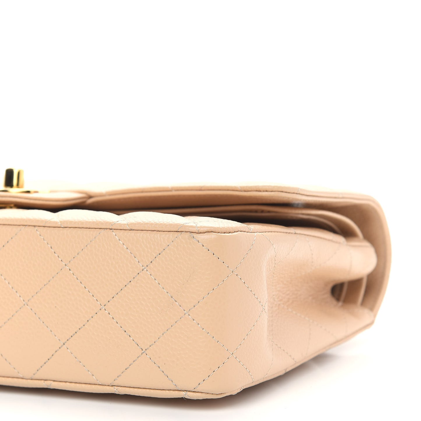 Caviar Quilted Medium Double Flap Beige Clair