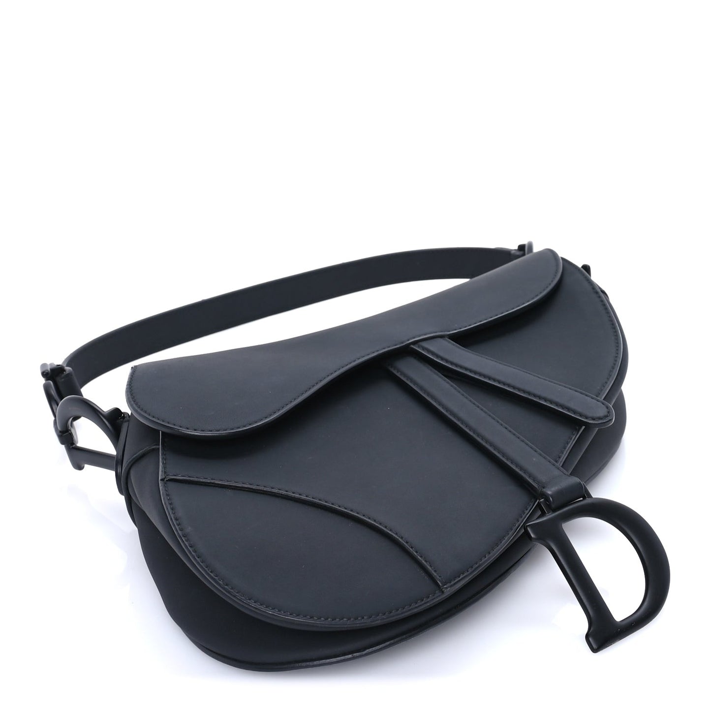 Ultra Matte Calfskin Saddle Bag Black