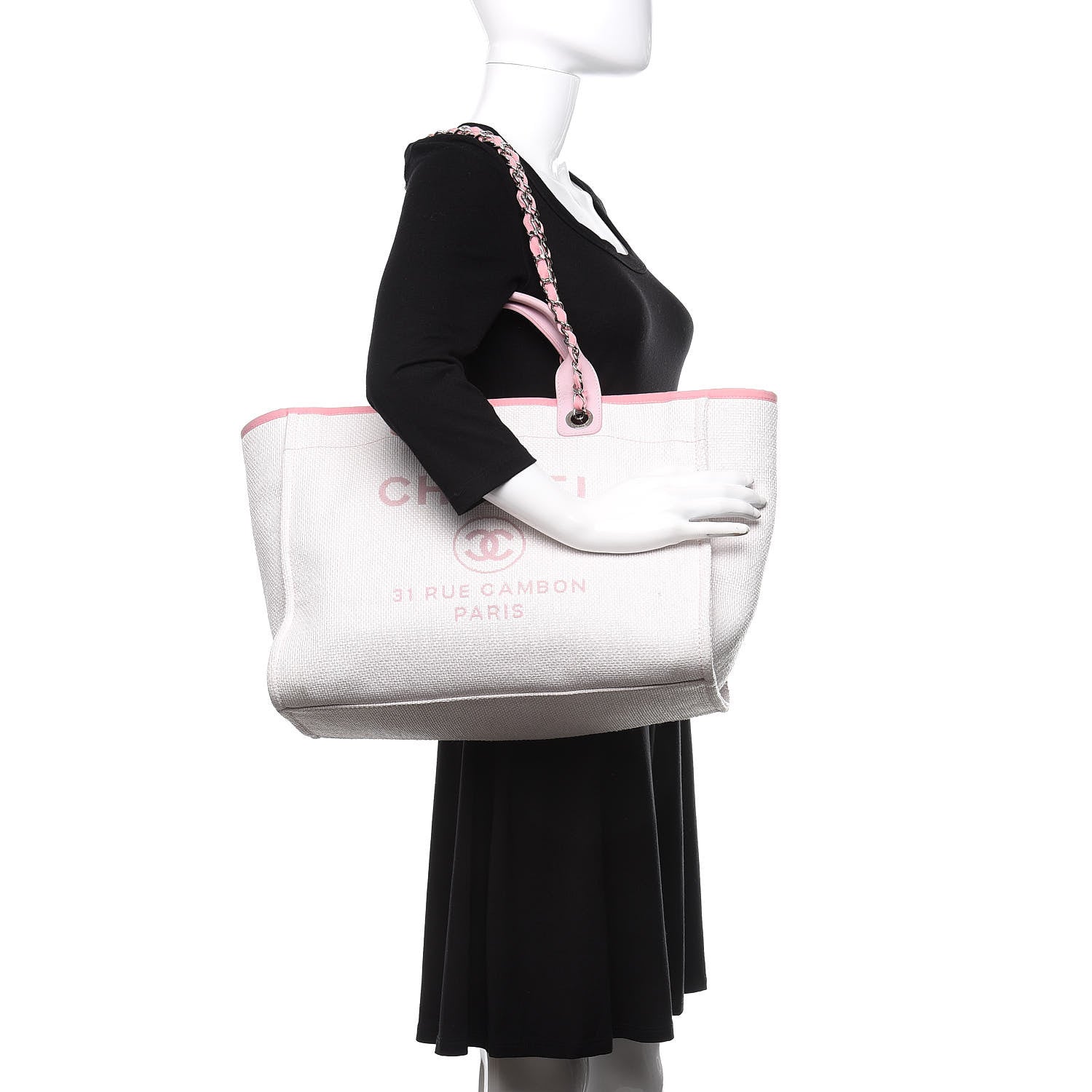 Chanel Canvas Medium Deauville Tote Pink 2 of 11