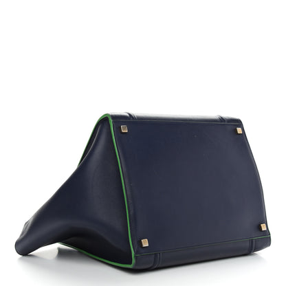 Celine Supple Calfskin Medium Phantom Luggage Navy Blue Green Trim 3 of 14