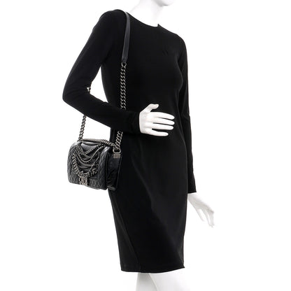 Chanel Calfskin Enchained Medium Boy Flap Black 2 of 9