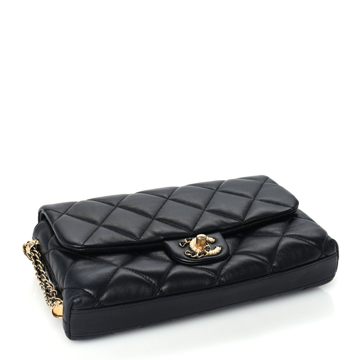 Chanel Lambskin Quilted Crush on Chains Flap Bag Black 3 of 9