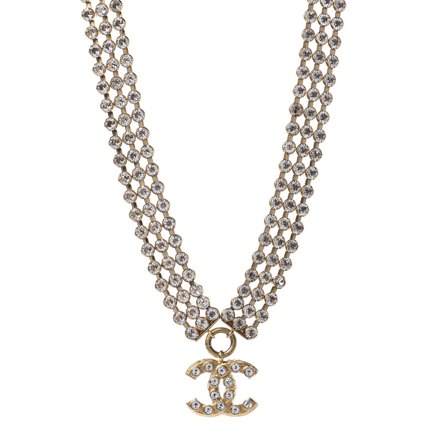 Crystal CC Choker Necklace Gold