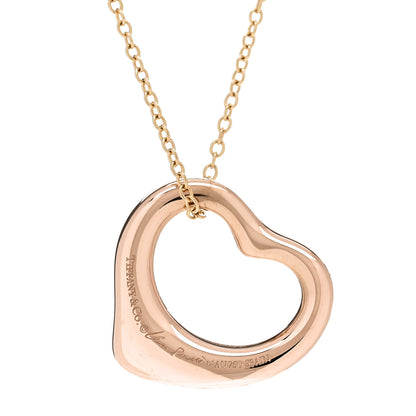 Tiffany 18K Rose Yellow Gold 16mm Elsa Peretti Open Heart Pendant Necklace 4 of 6