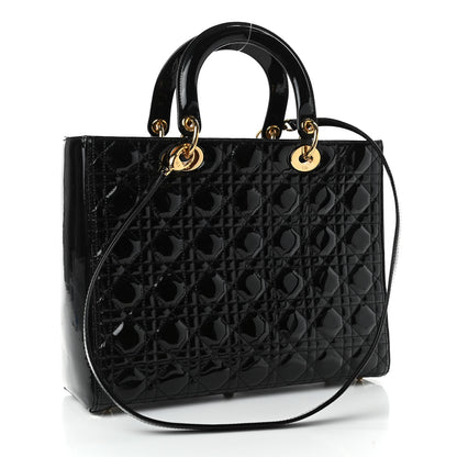Christian Dior Patent Cannage Large Lady Dior Black 2 of 6