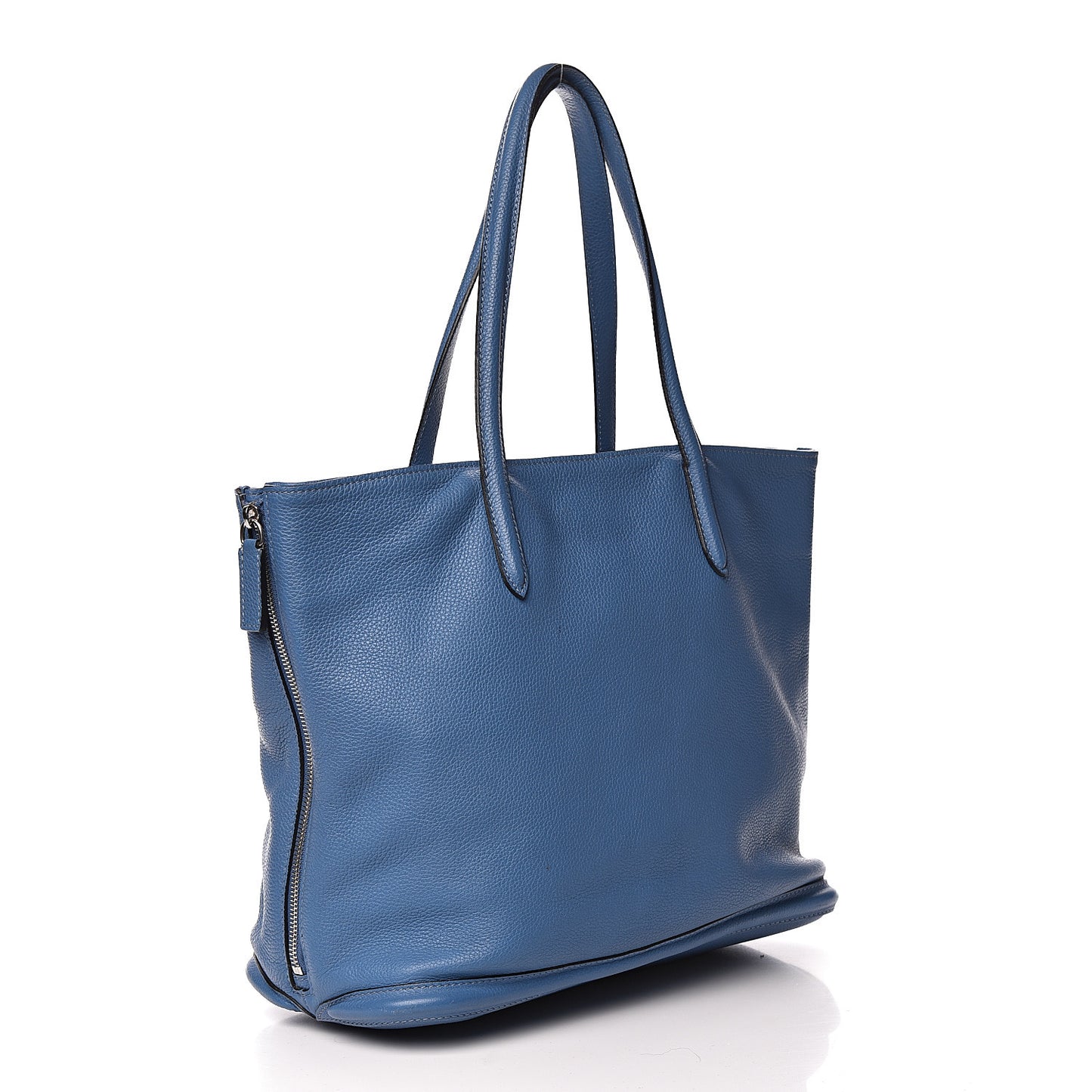 Pebbled Calfskin Skull Padlock Tote Blue