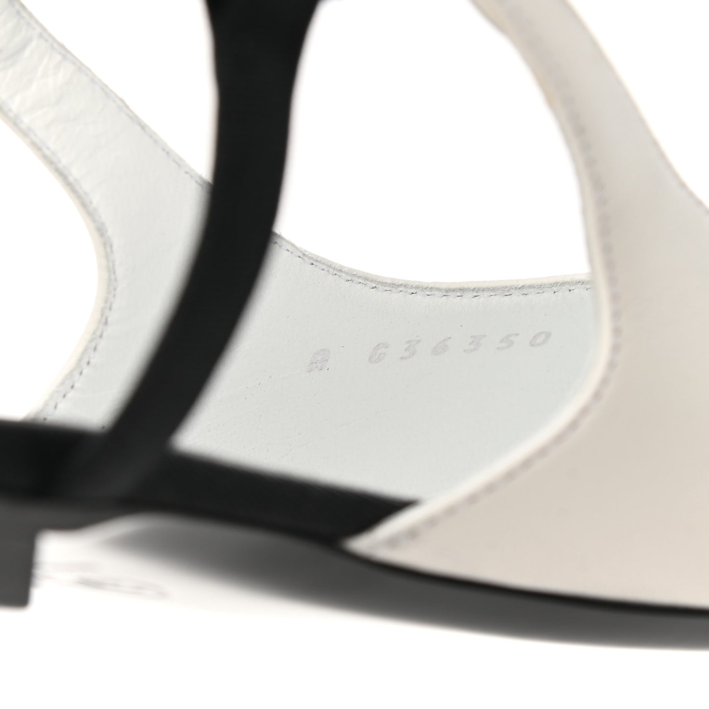Lambskin Grosgrain Crystal Chain CC Logo Bow Slingback Flats 38 White Black