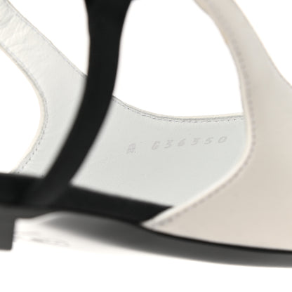 Chanel Lambskin Grosgrain Crystal Chain CC Logo Bow Slingback Flats 38 White Black 8 of 9