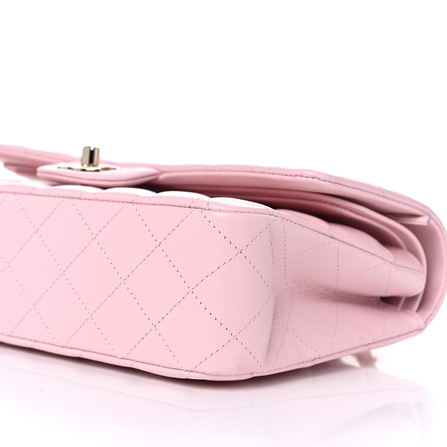 Caviar Quilted Medium Double Flap Light Pink