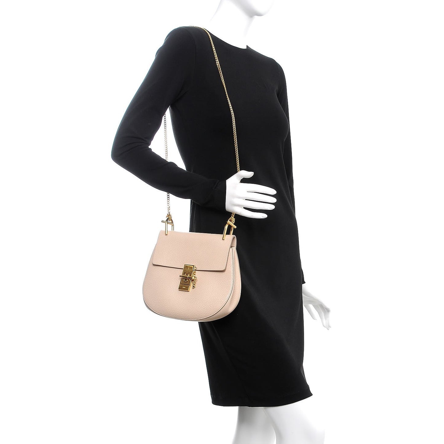 Grained Lambskin Drew Shoulder Bag Abstract White