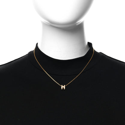 Hermes Lacquered Rose Gold Mini Pop H Pendant Necklace Marron Glace 2 of 5