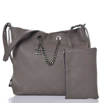Chanel Calfskin Stitched Large Hobo Grey 3 of 9