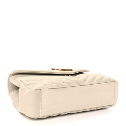 Saint Laurent Sheepskin Matelasse Chevron Monogram Medium College Bag Crema Soft 3 of 8