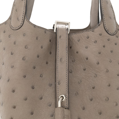 Hermes Ostrich Picotin Lock 18 Gris Tourterelle 8 of 13