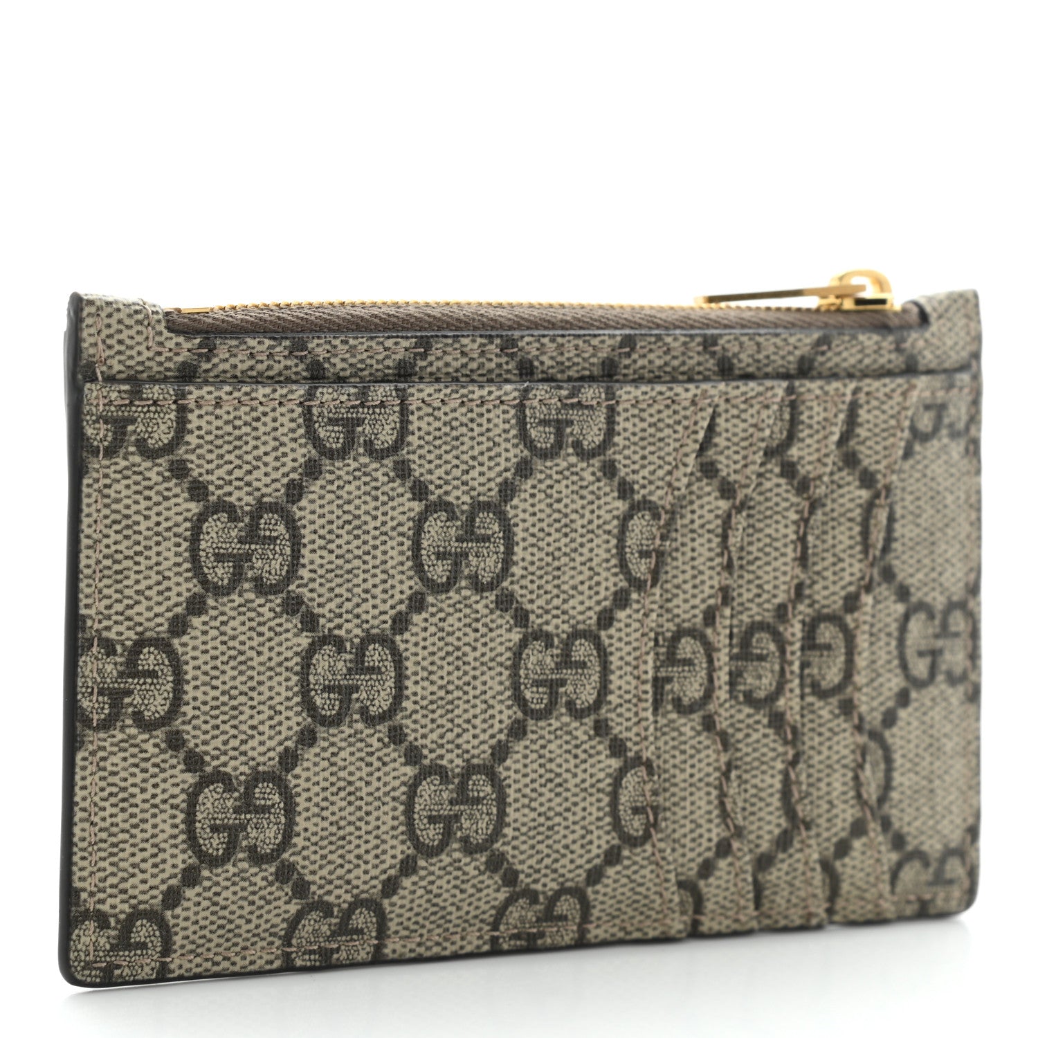 Gucci X BALENCIAGA GG Supreme Monogram Zip Card Case Beige Ebony 3 of 9